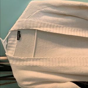 Long white cardigan sweater